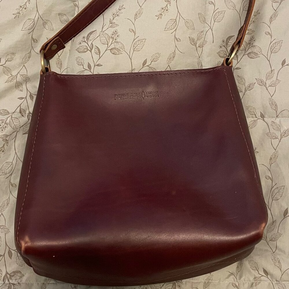 Portland Leather Triangle Shoulder Bag in Cognac Color